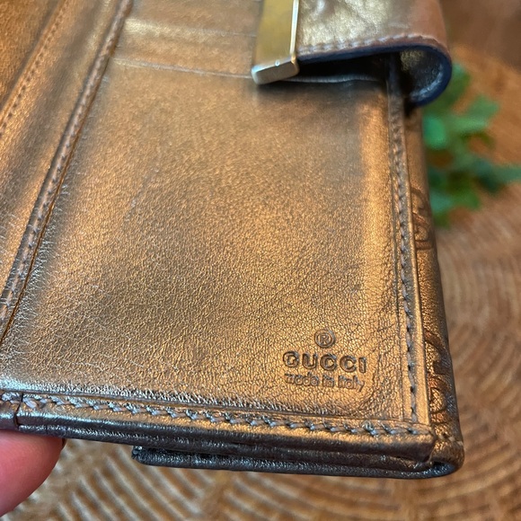 Gucci Wallet Authentic Metallic Gold Long Wallet - Picture 14 of 15